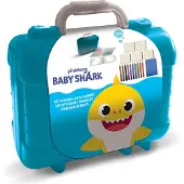 Jonotoys Multi print stempelkoffer baby shark, met 5 houten stempels