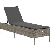 vidaXL Ligbed met kussen poly rattan grijs