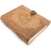 Spiru Handgemaakt Leren Notieboekje met Eindeloze Knoop (17,5 x 13 cm)