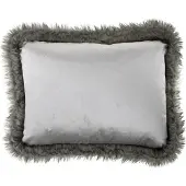 Mars & More Sierkussen - Fluweel/bont * - Zilver - 35 Cm X 45 Cm