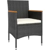 vidaXL 5-delige Tuinset poly rattan en massief acaciahout zwart