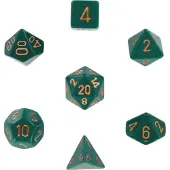 Chessex dobbelstenen set, 7 polydice, Opaque dusty green w/copper