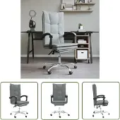The Living Store De Living Store bureaustoel met ligfunctie, donkergrijs, met stoffen bekleding