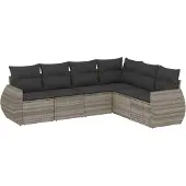vidaXL 6-delige tuinmeubelset met kussens, lichtgrijs, polyrotan