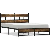 vidaXL Bedframe zonder matras metaal gerookt eikenkleurig 140x200 cm
