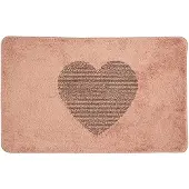 Clayre & Eef Badmat 78x48x1 cm Roze Polyester Rechthoek Hart Roze