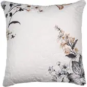 Clayre & Eef Kussenhoes 40x40 cm Wit Grijs Polyester Bloemen