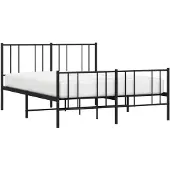 vidaXL Bedframe met voetbord zonder matras metaal zwart 160x200 cm