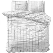 Dreamhouse Dekbedovertrek Deep check White Satijn-200 x 200 / 220 cm | 2-Persoons