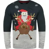 Blend Trui 'Rudolph' donkerblauw / grijs / rood / wit