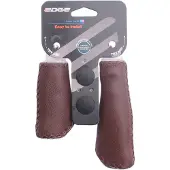 Edge De leather grip - ergonomisch gevormde handvatset - echt leder - 135mm links / 92mm rechts - mat donkerbruin