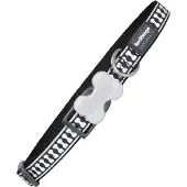 Red Dingo Dog collar Reflective Bones Black (1,2 x 20-32 cm)