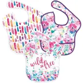 BUMKINS - SuperBib Baby Slab (3 stuks) - Wild & Free, Watercolor, Brush Strokes (6-24 maanden)