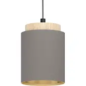 Eglo Hanglamp ALBARIZA Pendellampe, Stahl, Holz, Textil, IP20, E27, Wohnzimmerlampe Hanglamp vintage, zwart, natuur, cappuccino, goudkleur, E27 fitting (1 stuk)