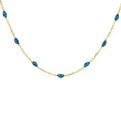 Blush collier 14 karaats geelgoud met resin blauw