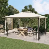 The Living Store De Living Store paviljoen met zijwanden en dubbel dak, afmetingen 3x4 meter, kleur crème