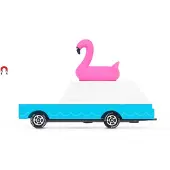 Candylab Toys Candycar World: FLAMINGO WAGON (W228) 8,9x3,8x6,4cm, wooden diecast, magnetic, in giftbox, 3+