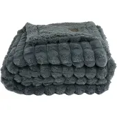 Zest - Fleece plaid - Zacht plaid voor op de bank - Donkergrijs - 150x125 cm - Super zachte vacht zijde binnenkant- 100% polyester - Blokmotief - Heel warm en zacht- Fleeceplaid - GAEVE