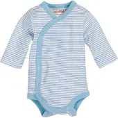 Playshoes Romper wrap body - Wit licht blauw gestreept