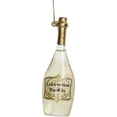 HD Collection Ornament kerstbal Champagnefles Glas Helder 14 cm