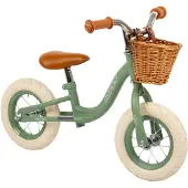 HUFFY loopfiets vintage groen 10 inch met mandje en luchtbanden.