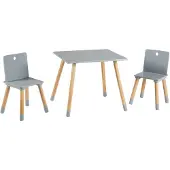 Roba Houten kindertafel met 2 stoeltjes (Grijs)