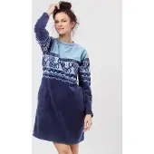Key Warm Dames Nachthemd Fleece Blauw LHD 893 42 / XL
