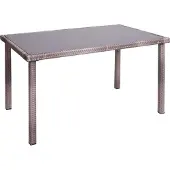 Brulo - Tuintafel - 120x75 cm- poly -rattan - grijs- glas