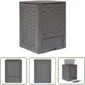vidaXL Composthaven - Compostbak - Compostbak 300 L 60x60x83 cm kunststof rattan bruin - Buitencomposter - Rotan Compostbak - Plastic Compostbak
