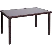 Brulo - Tuintafel - 120x75 cm- poly -rattan - bruin - glas