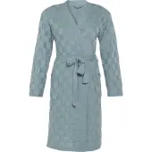 Knit Factory Gebreide Dames & Heren Badjas - Ochtendjas - Kamerjas Ivy - Stone Green - Groen - L/XL - Katoen