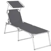 Mazazu MIRA Home - Ligbed - Zonnebed - Zonnescherm - Tuinstoel - Stoel - Tuin - Grijs - 65x200x48