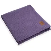 Knit Factory Jesse Gebreid Plaid XL - Woondeken - plaid - Wollen deken - Kleed - Violet - 195x225 cm