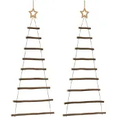 vidaXL Hangende kerstbomen met topsterren 2 st 55x120 cm natuurlijke tak