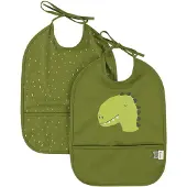 Trixie slabbetje afwasbaar 2-pack - Mr. Dino - waterdicht - groen - verstelbaar.