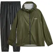Tretorn Regenpak Unisex Packable Rainbreaker Set Forest Green-XS