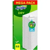 Swiffer Dry Stofwisdoekjes 68 Stuks Wit wit Polyester Swiffer Vloerwisser