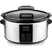 WESTINGHOUSE Slowcooker 6,5L – RVS – Keramische Binnenpan – Timer & Warmhoudfunctie – Zwart