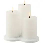 Lumineo Oplaadbare led kaarsen | 7,5 x 10 cm, 12,5 cm, 17 cm | Wit | 3D vlam | 3 stuks |