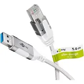 Goobay USB-A naar RJ45 LAN kabel | Slimline | USB3.0 | CAT6 | wit | 5 meter