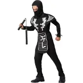 Atosa Carnaval verkleed kostuum/outfit - Ninja - voor jongens - zwart/wit - polyester - Compleet 116
