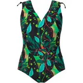 Ulla Popken Badpak turquoise / groen / bloedrood / zwart