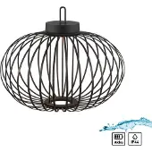 JUST LIGHT . Akuba LED tafellamp zwart 37 cm bamboe Akuba, dimbaar, zwart, Woon-/ Eetkamer, Bamboe, Modern