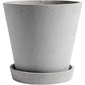 HAY Flowerpot with saucer pot XL Ø21.5 cm Grijs