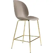 Gubi Beetle barkruk laag new beige, messing onderstel