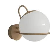 Astep Model 237/1 Model 238/1 Wandlamp 1 Opaline Sphere (14cm Diameter), Champagne Mount with Switch