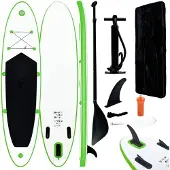 vidaXL Opblaasbaar SUP-board set, groen en wit