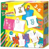 SES Creative SES - Ik leer cijfers - 24 kaarten met getallen en figuren, 8 kleurpotloden en stickers