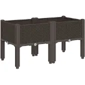 vidaXL Plantenbak met poten 80x40x42 cm polypropeen bruin