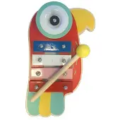 Simply For Kids - Houten Papegaai Xylofoon - 4 metalen klankstaafjes - Vrolijke kleuren